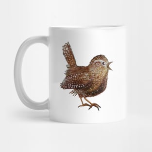 Eurasian wren singing song Illustration Mug